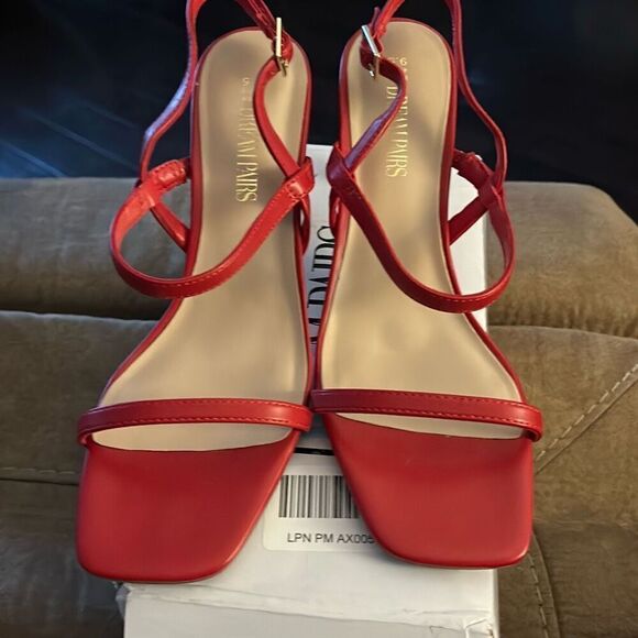 DREAM PAIRS Womens Slingback & Square Open Toe Strappy Heels. Red. Size 9.5. - Picture 2 of 8